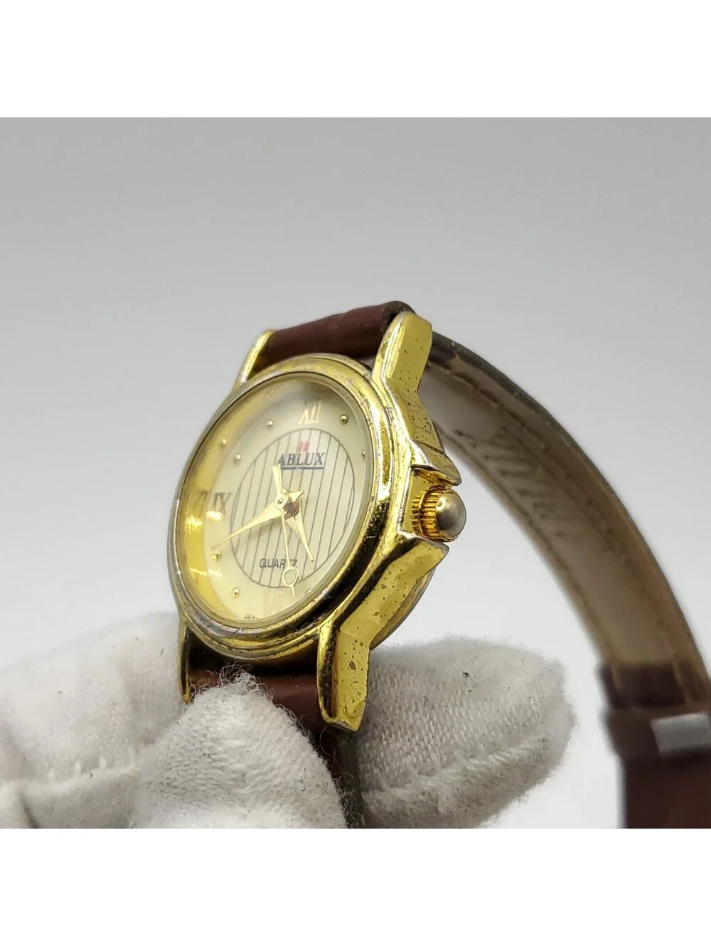 Ablux Quartz Brown Leather Band 22mm Womens Watch New Battery